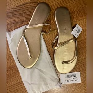 TKEES Gold Leather Sarit Sandal